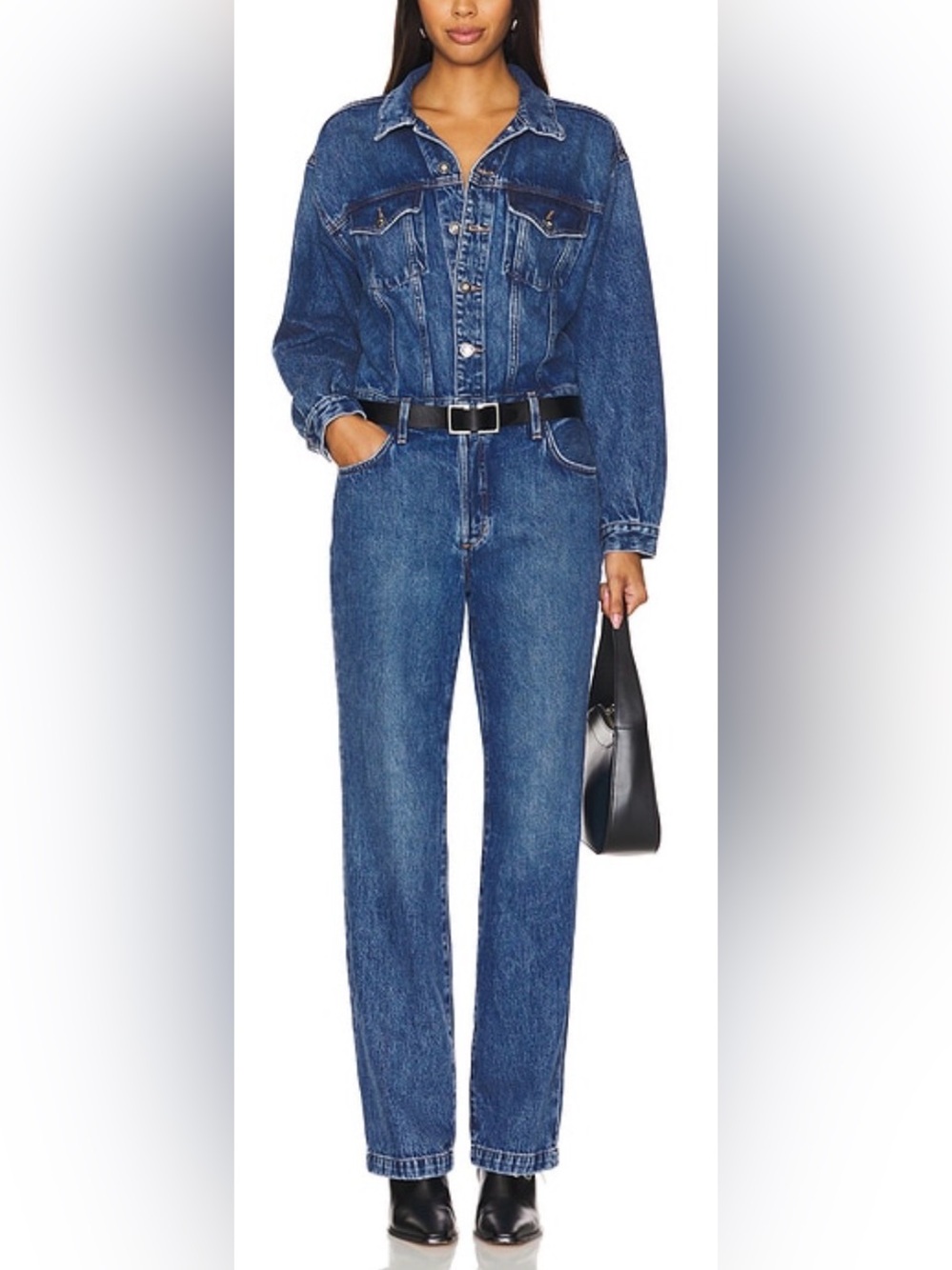 NEW Favorite Daughter The Epic Denim fargo blue Jumpsuit sz M